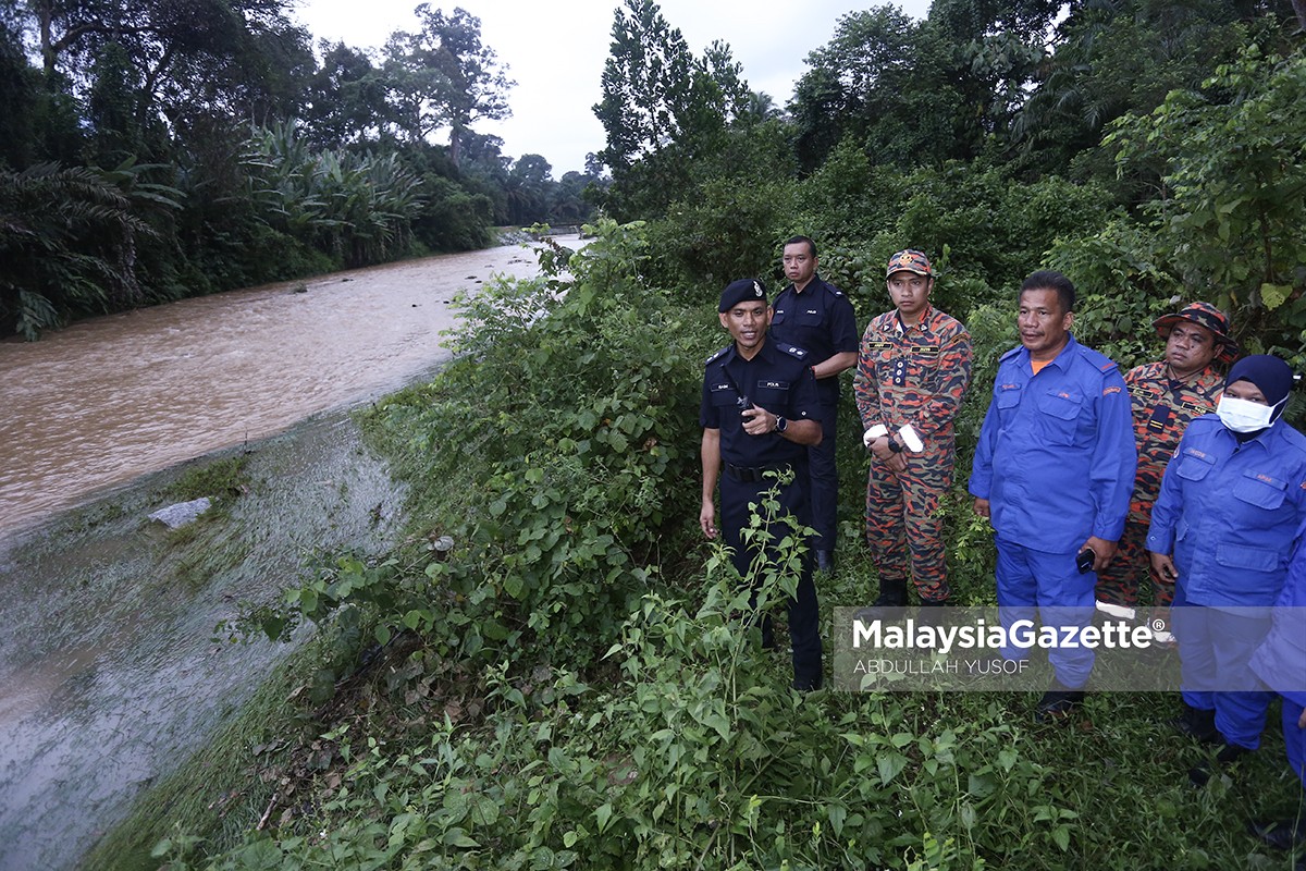 kepala air bidor tapah kampung poh sungai kenjur empat beranak hanyut sungai arus deras