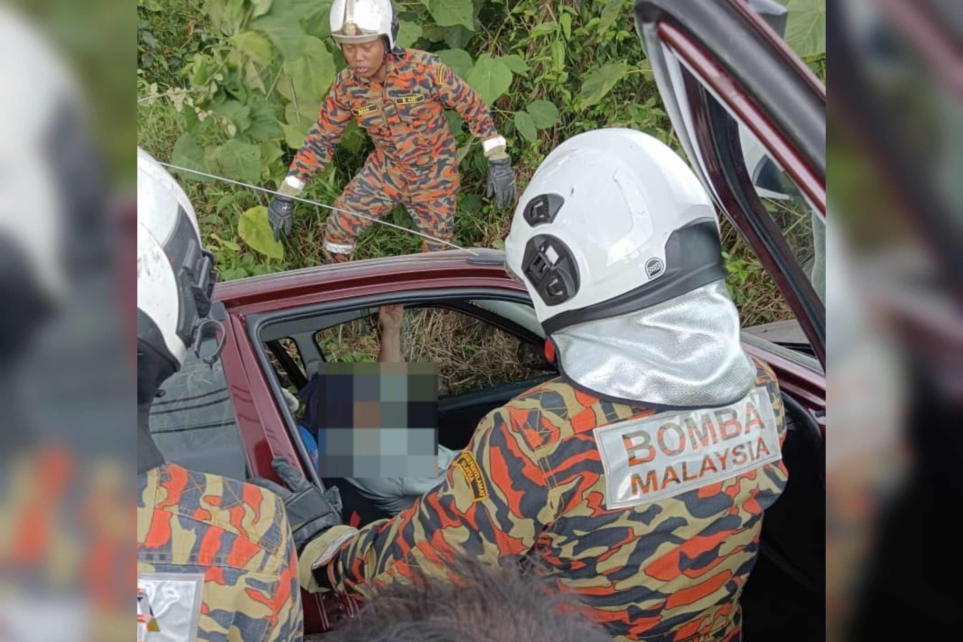 suami isteri tersepit sepit kemalangan jalan raya terbabas kerja bomba perak JBPM Sabarodzi Nor Ahmad