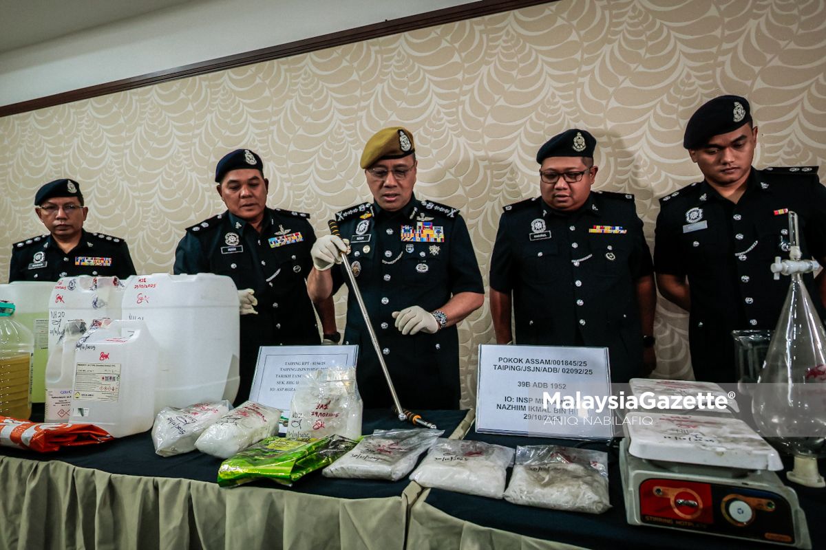 sindiket cuci dadah Taiping rampasan dadah Perak, polis Perak, suami isteri ditahan, methamphetamine, sindiket dadah, Jabatan Siasatan Jenayah Narkotik, Datuk Noor Hisam Nordin, IPK Perak