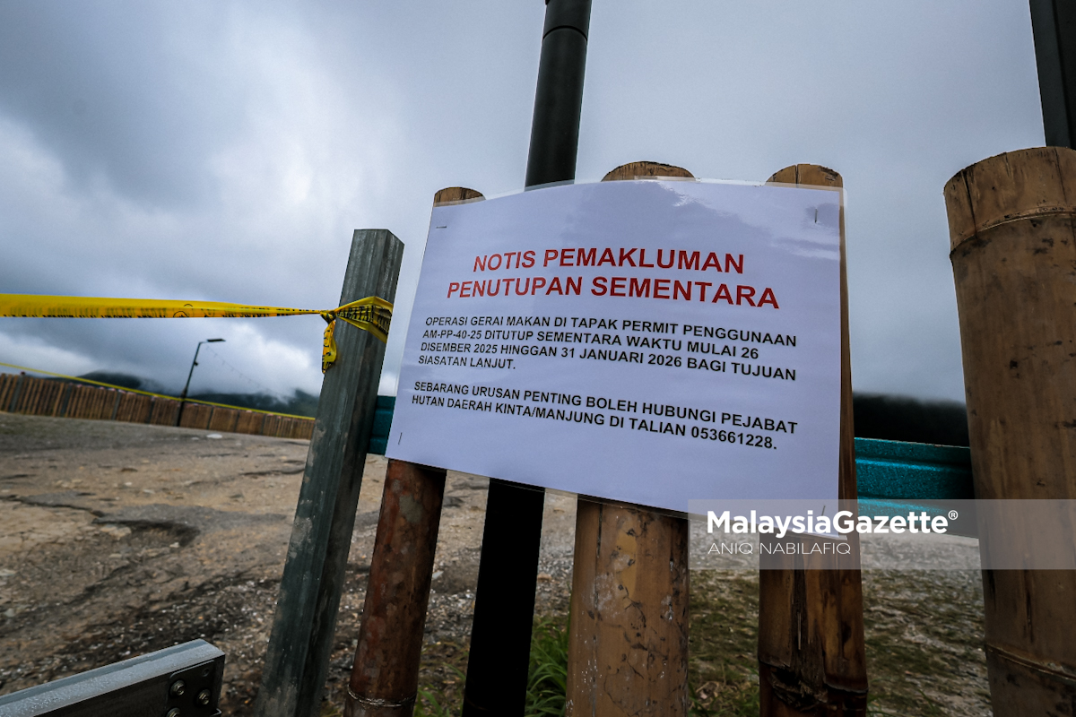 Port Lepak Jerung ditutup sementara penutupan Port Lepak Jerung hakisan cerun Jalan Simpang Pulai–Cameron Highlands kedai makan Port Lepak Jerung risiko tanah runtuh FT185 premis makan ditutup di Perak