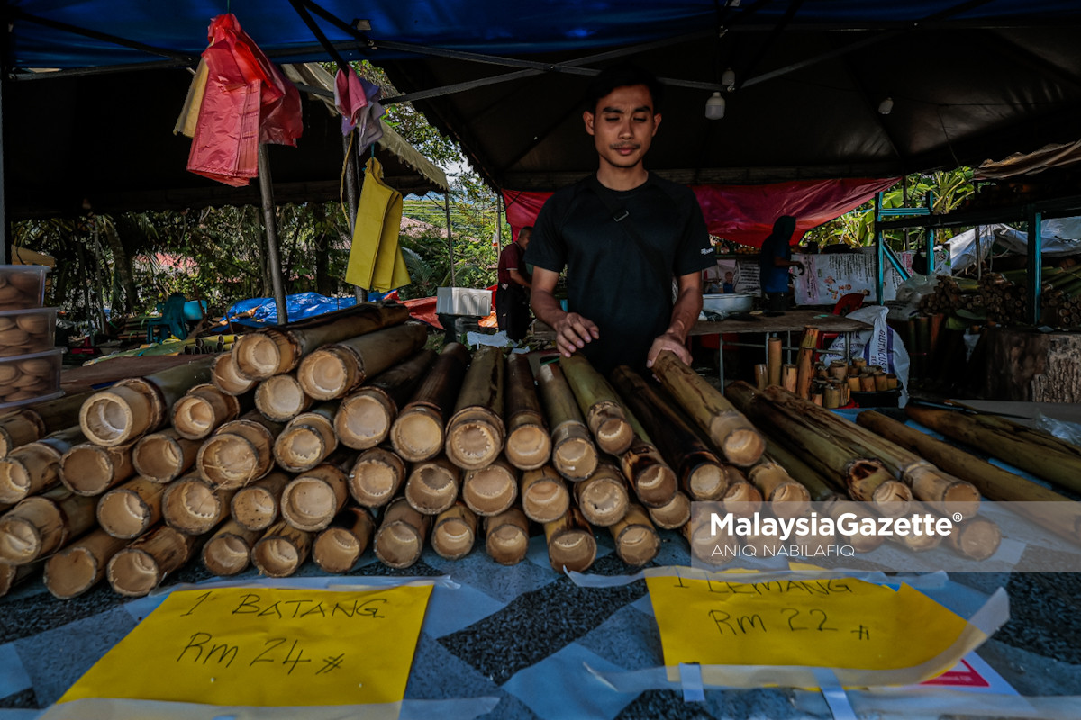 jualan lemang laris Ipoh Aidilfitri harga lemang 2026, lemang Ipoh laku keras, peniaga lemang Perak, permintaan lemang meningkat, panic buying lemang raya